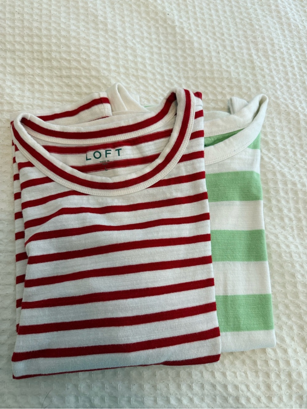 LOFT White and Red AND Mint Green and White Striped Sleeveless Tanks: Bundle